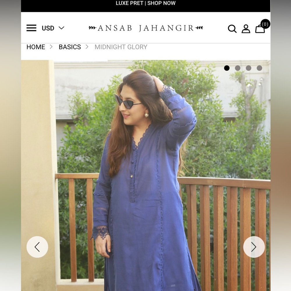 Blue Lace-Trim Ansab Jahangir - Picture 2 of 7